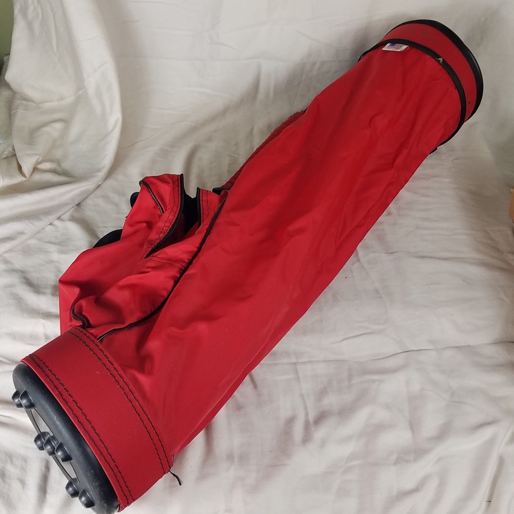 Spalding Pro Sunday Golf Bag Unisex vntg Red Good Lightweight Carry Made in USA